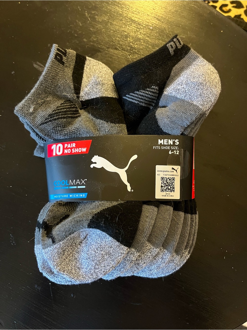 Ten Pack Puma No Show Socks Black And Gray